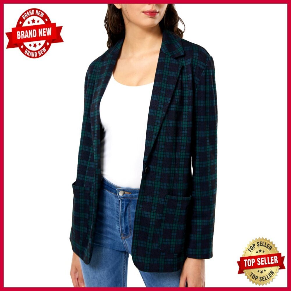 Casual Blazer with Button Closure, Functional Pockets, Lapel Collar